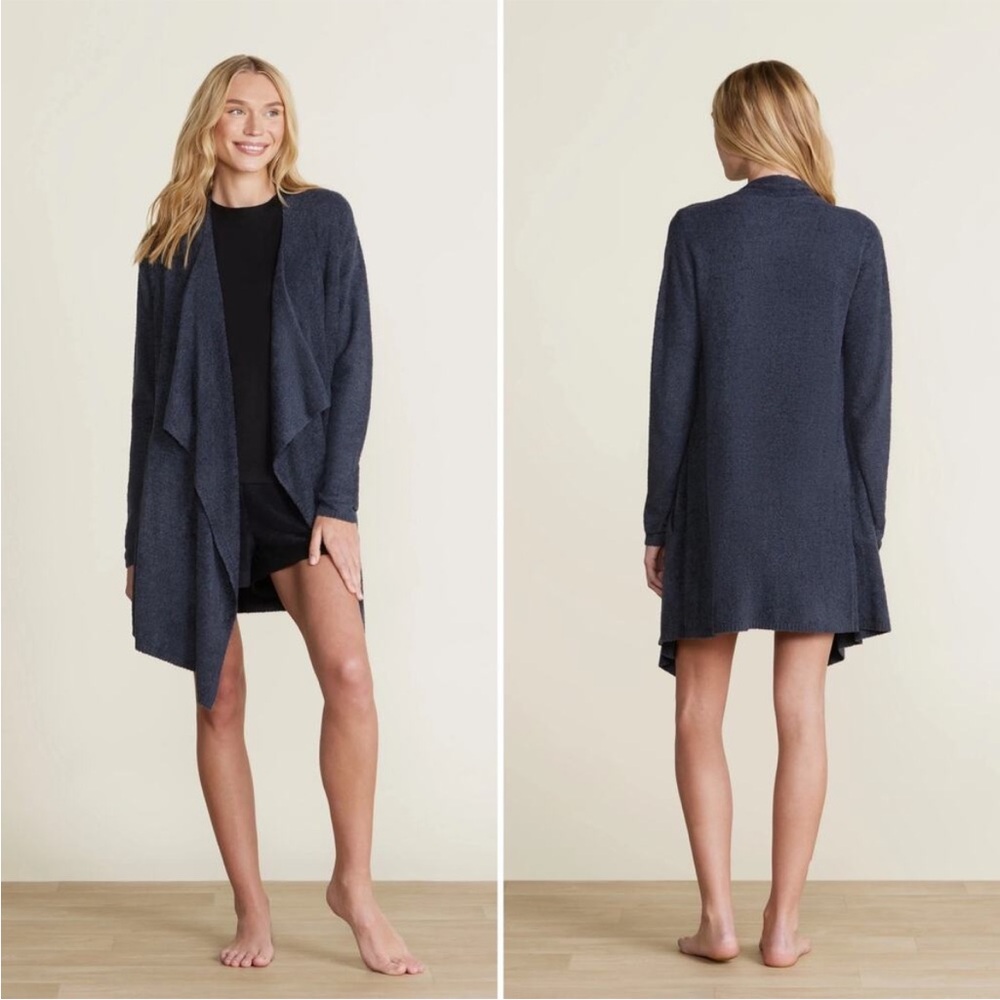 Barefoot Dreams CozyChic Lite Island Wrap Cardigan Indigo Navy Blue XS Small